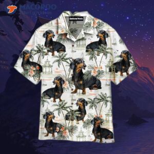 Black Dog Tropical Garden Pattern Hawaiian Shirts