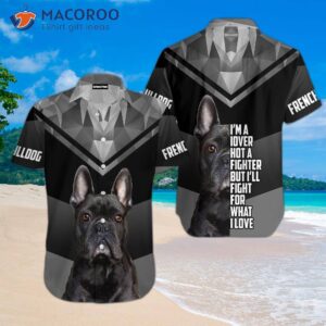black french bulldog and gray hawaiian shirts 0