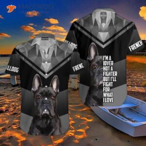 black french bulldog and gray hawaiian shirts 1