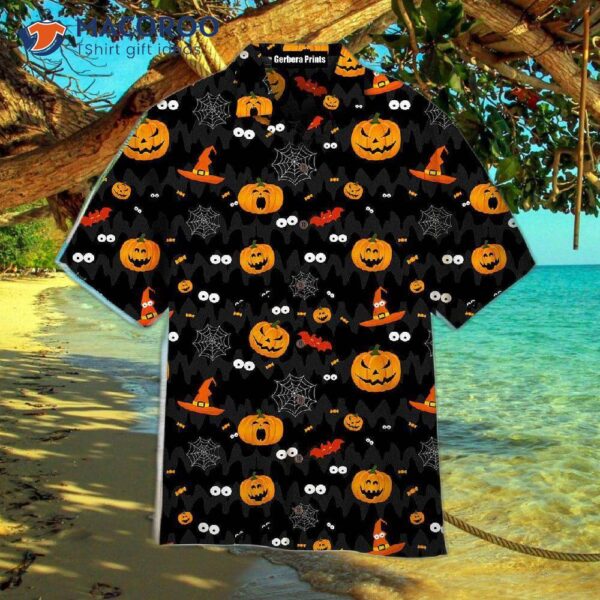 Black Halloween Pumpkin Party Pattern Hawaiian Shirts