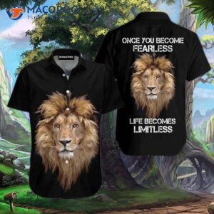 Black Lion Head Fearless Inspirational Hawaiian Shirts
