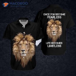 black lion head fearless inspirational hawaiian shirts 1