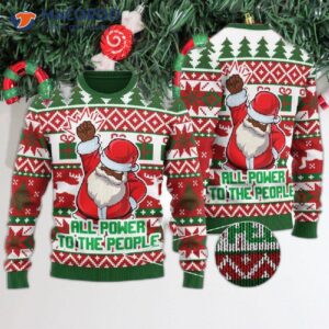 Black Santa “all Power To The People” Ugly Christmas Sweater