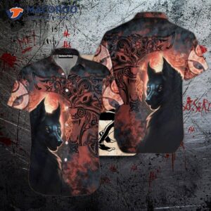 black wolf tropical hawaiian shirts 0