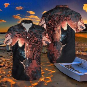 Black Wolf Tropical Hawaiian Shirts