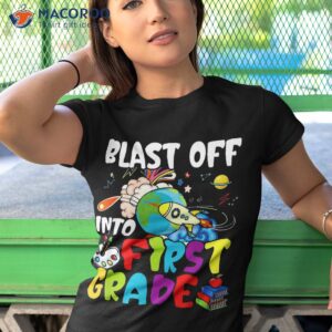 blast off into 1st grade rocket back to school kids shirt tshirt 1