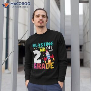 blasting off into 2nd grade funny back to school boys kids shirt sweatshirt 1