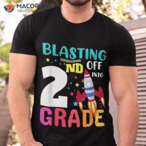 blasting off into 2nd grade funny back to school boys kids shirt tshirt