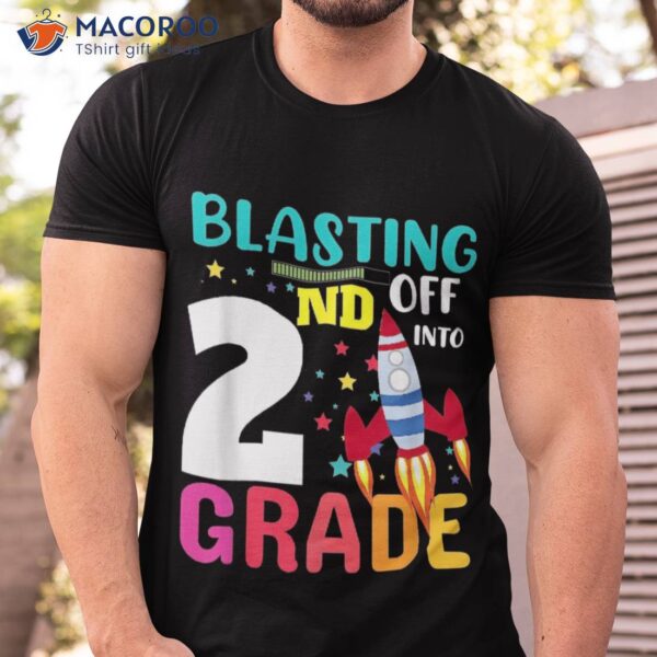 Blasting Off Into 2nd Grade Funny Back To School Boys Kids Shirt