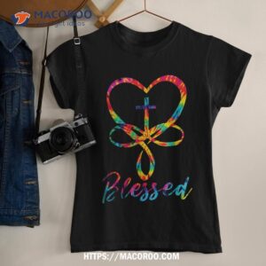 blessed tie dye christian heart jesus cross christian cute shirt tshirt