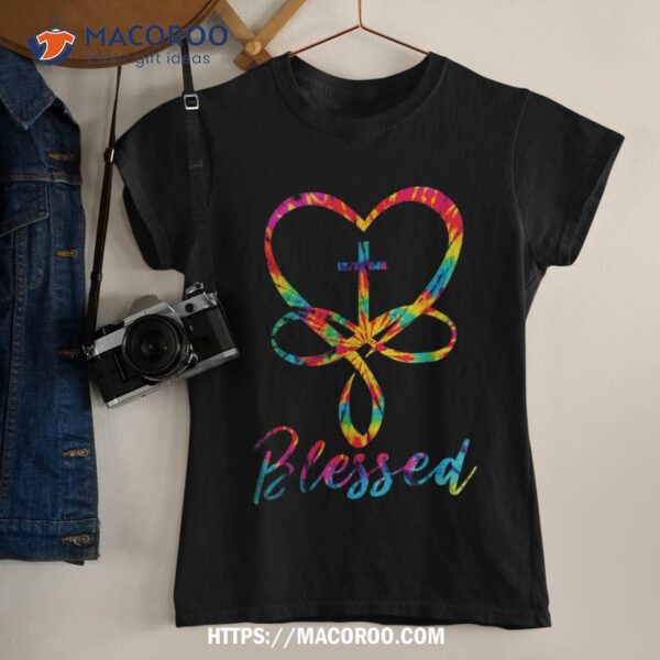 Blessed Tie Dye Christian Heart Jesus Cross Christian Cute Shirt