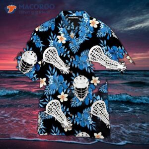 blue and black lacrosse tropical hawaiian shirts 0