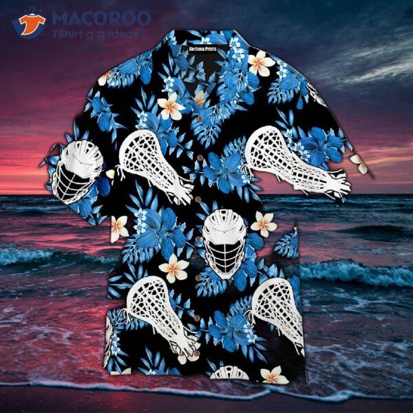 Blue And Black Lacrosse Tropical Hawaiian Shirts