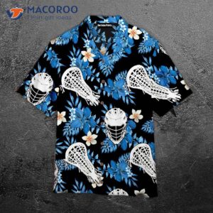 blue and black lacrosse tropical hawaiian shirts 1