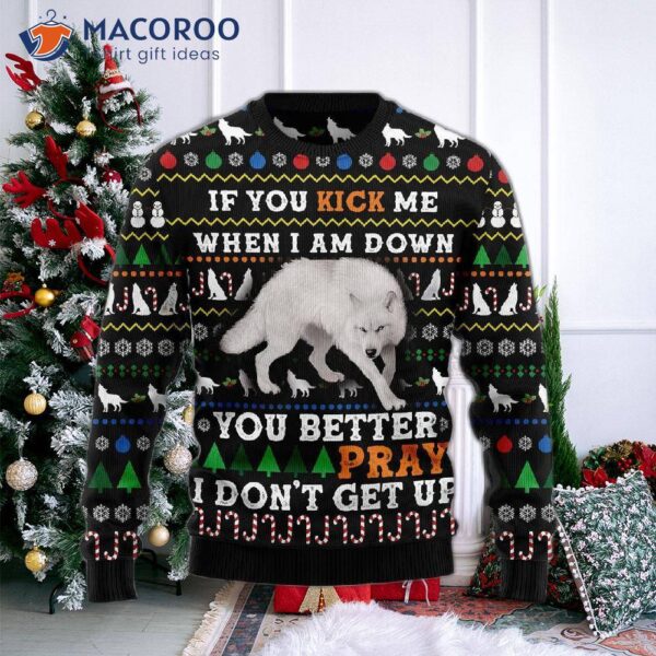 Blue And Snowy Awesome Wolf Ugly Christmas Sweater