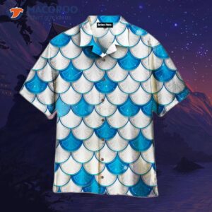 Blue And White Mermaid-scale Hawaiian Shirts
