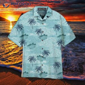 Blue Big Wave And Palm Tree Island Pattern Hawaiian Shirts