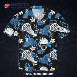 Blue Black Lacrosse Tropical Hawaiian Shirt