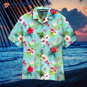 blue classic tropical pattern hawaiian shirts 0