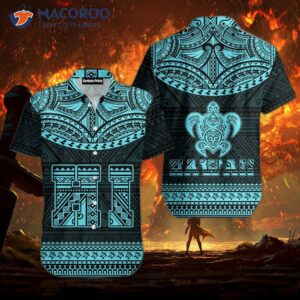 blue hawaiian polynesian blue and black hawaiian shirts 0