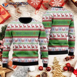 Blue Red Tacky Reindeer Christmas Pattern Ugly Sweater