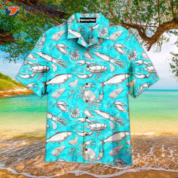 Blue Summer Seafood Tasting Hawaiian Shirts