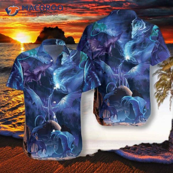 Blue Universe Dragon Hawaiian Shirts