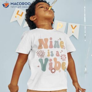 Boho Nine Is A Vibe Cute 9th Birthday Girl Boy Shirt