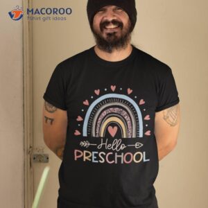 Boho Rainbow Hello Preschool First Day Of School Teacher Shirt