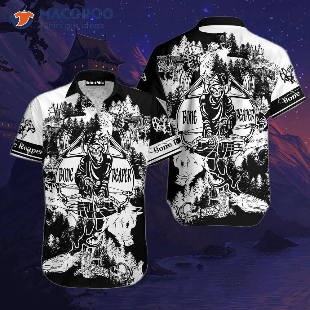 Bone Reaper Black And White Hawaiian Shirts Bone Reaper Black And White Hawaiian Shirts