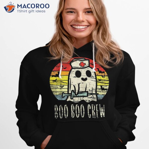 Boo Crew Ghost Nurse Retro Halloween 2021 Nursing Rn Shirt