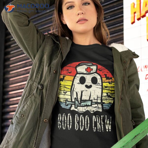 Boo Crew Ghost Nurse Retro Halloween 2021 Nursing Rn Shirt