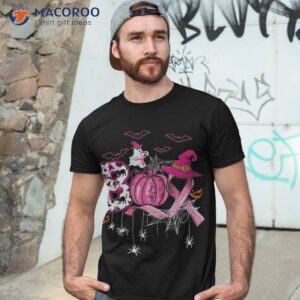 Boo Halloween Pumpkin Pink Ribbon Witch Breast Cancer Shirt