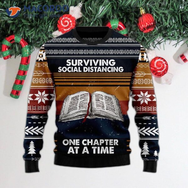 Book A Retro Vintage Ugly Christmas Sweater