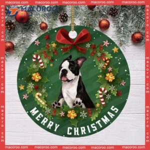 Boston Terrier Dog Christmas Ceramic Ornament