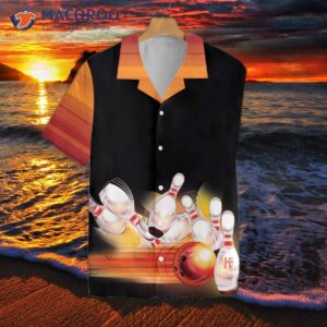 bowling ball and pin black hawaiian shirts 0