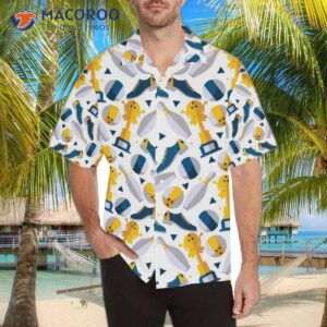 Bowling Ball And Shoe Patterned White Hawaiian Shirts