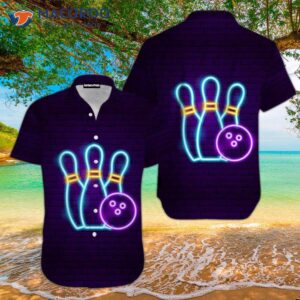 bowling neon purple hawaiian shirt 0