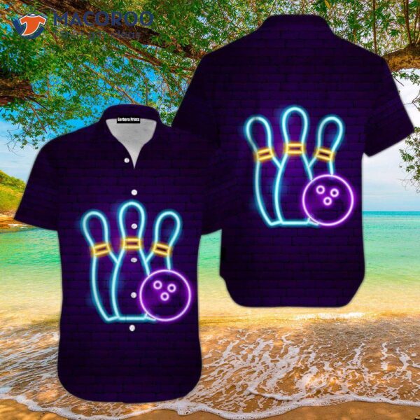 Bowling Neon Purple Hawaiian Shirt