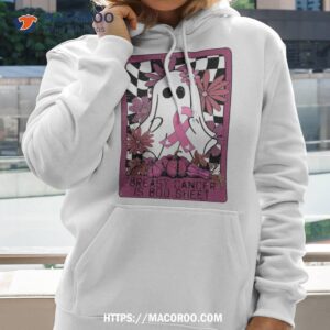 breast cancer is boo sheet ghost halloween awareness groovy shirt candy treats for halloween hoodie 2