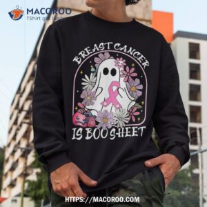 breast cancer is boo sheet ghost halloween awareness groovy shirt halloween teddy bears sweatshirt
