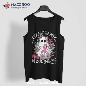 breast cancer is boo sheet ghost halloween awareness groovy shirt halloween teddy bears tank top