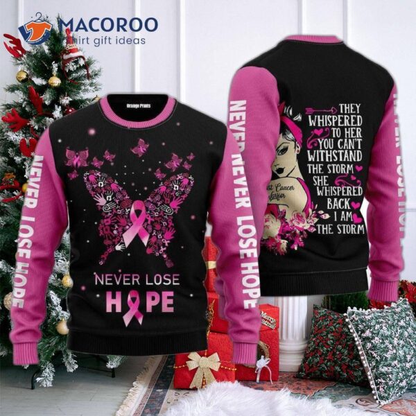 Breast Cancer Warrior Ugly Christmas Sweater