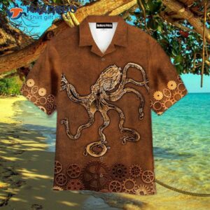 Brown Octopus Steampunk Hawaiian Shirts