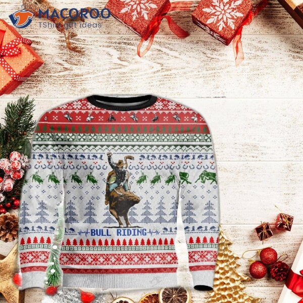 Bull Riding Ugly Christmas Sweater