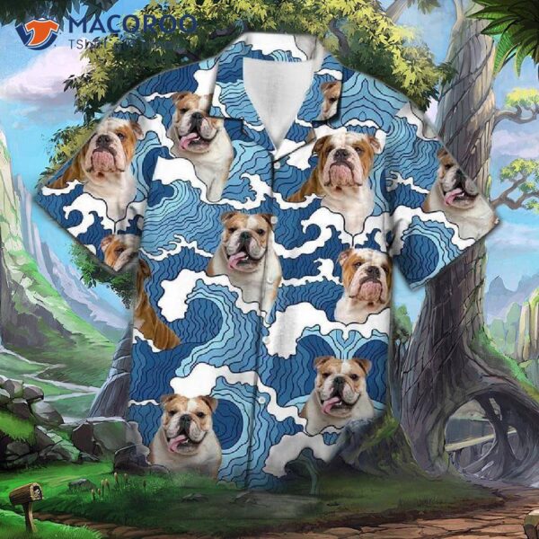 Bulldog Ocean Blue Hawaiian Shirts