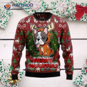 Bulldog Reindeer Ugly Christmas Sweater