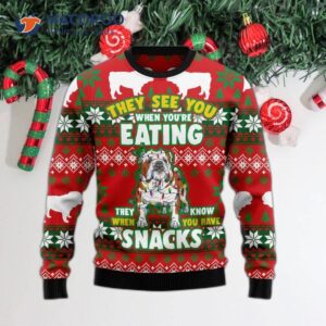 Bulldog Snacks Ugly Christmas Sweater