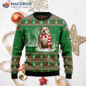 Bulldog Winter Tree Ugly Christmas Sweater