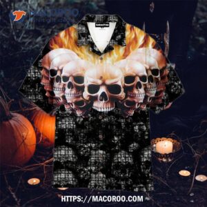 Burning Fire Skull Halloween Hawaiian Shirts For Me And Women Hw9151, Halloween Christmas Decoration